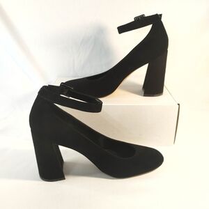 Calvin Klein Fiona Black Block Heel Ankle Strap Pumps Size 9M